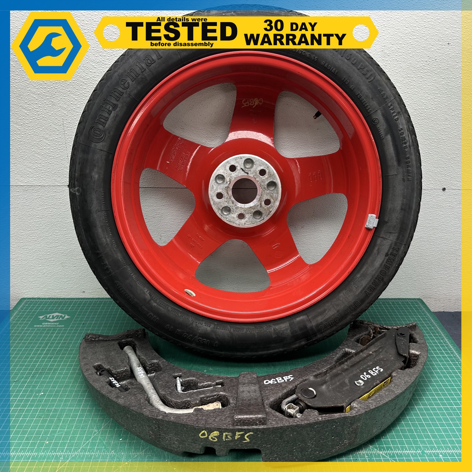 06-12 BENTLEY Flying Spur SPARE TIRE WHEEL RIM T155/70R19 W/ JACK TOOLS KIT OEM