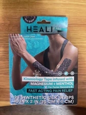 Heali Pro Kinesiology Tape Magnesium + Menthol Pain Relief 20 Strips Exp 05/29