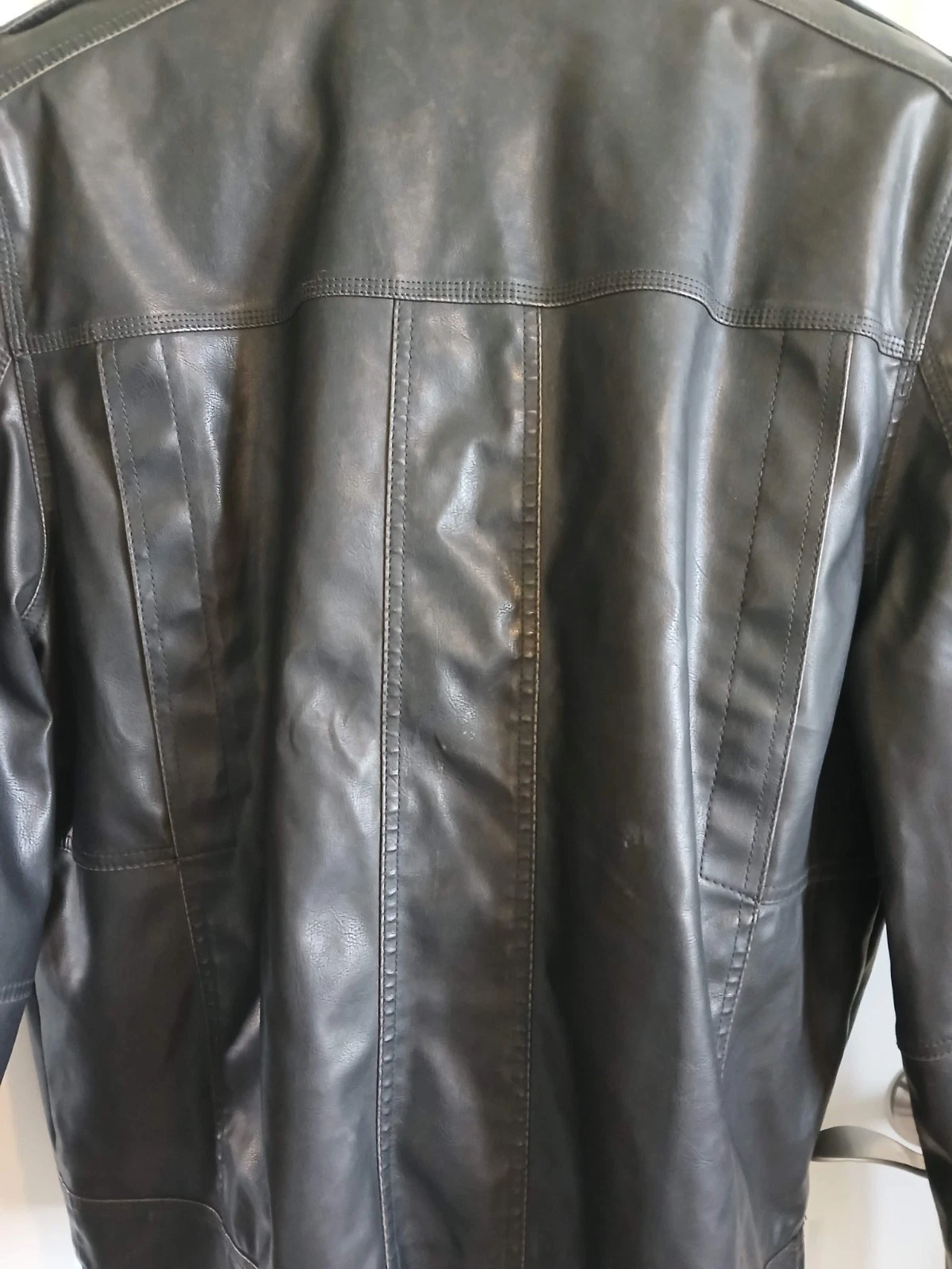 MEN'S LEVI'S GENTLY USED BROWN FAUX LEATHER 4 POCKET QUILT LINED MOTO JACKET XL image 4