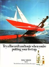 Vintage 1977 Advert for 'BACARDI RUM' (3) Original Catamaran Ad Ephemera