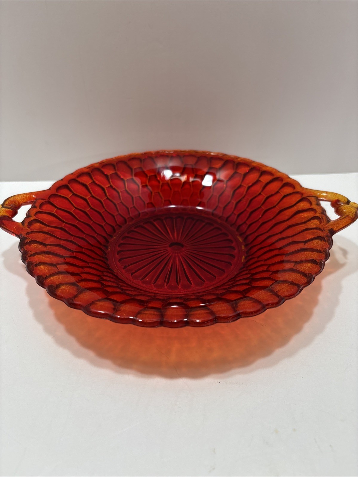 Vintage Indiana Glass Honeycomb 8-Inch Serving Dish  