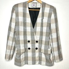 Vintage Amanda Smith Plaid Check Double Breasted Blazer 10