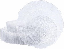 60 Pieces Clear Plastic Plates for Party - Disposable  Reusable - Reef