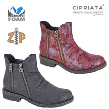 Womens Cipriata Ankle Boots Side Zip Casual Memory Foam Comfort Boot UK 3-8