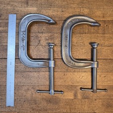 Antique ARMSTRONG 4" Forged Heavy Duty C Clamp MATCHING SET• PRISTINE ☆USA