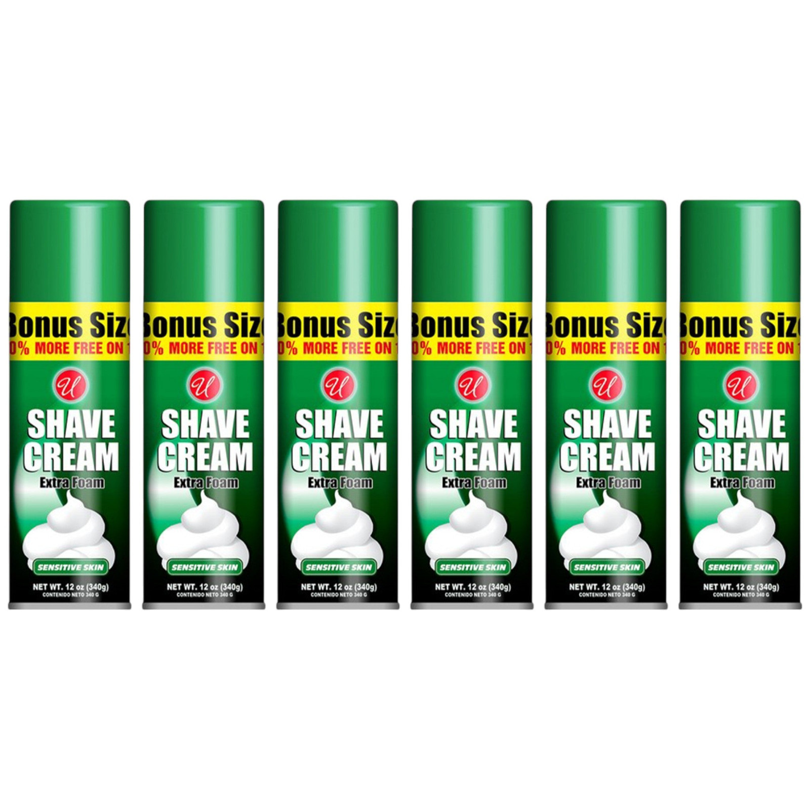 Extra Foam Sensitive Skin Shaving Cream, 12oz. (340g) (Pack 