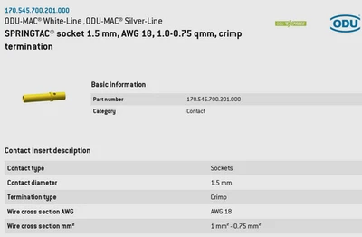 ODU Springtac 170.545. 700.201.000 Crimp Buchsen - Top!!! - Bild 1 von 4