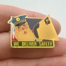 USPS Santa Claus Mail Carrier Lapel Pin We Deliver Safety Campaign Badge Vintage