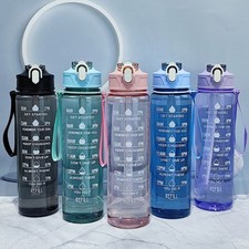 Sports Water Bottle Gym Travel Drinking Leakproof Bottle With Straw BPA-Free UK