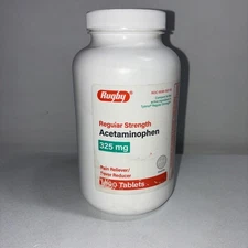 Rugby Regular Strength Acetaminophen 325mg, 1000 Tabs/ New & Sealed 