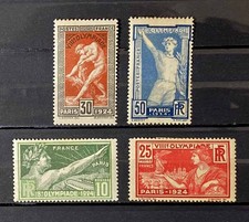 FRANCE: 1924 CLASSIC ERA UNUSED OLYMPIC STAMP SET SCOTT #198-201 CV $41 SOUND