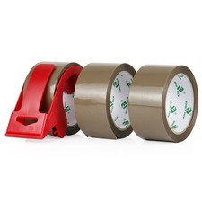 Brown Packing Tape with Dispenser, 2.4 Mil 1.88 Inch x 60 Yards, 3 Refills Ro...