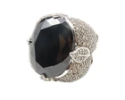 925 Sterling Silver  Large Black Hematite & Topaz Cocktail Ring Sz 9  RG11833