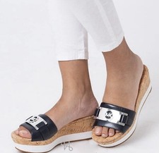 Womens Michael Kors MK Warren Platform Cork Slide Sandals - Black, Size 11