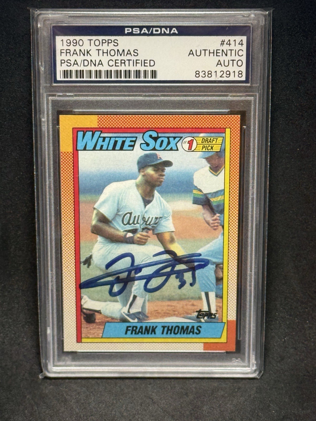 1990 Topps Frank Thomas #414 Rookie RC Signed PSA Authentic Auto White Sox view 1