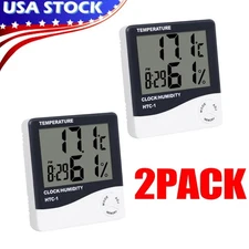 THERMOMETER INDOOR Digital LCD Hygrometer Temperature Humidity Meter Alarm Clock