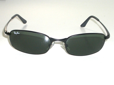 55[]19 RAY BAN RB3162 006 G15 SLEEK BLACK RECTANGULAR FLEX-HINGE SUNGLASSES NEW