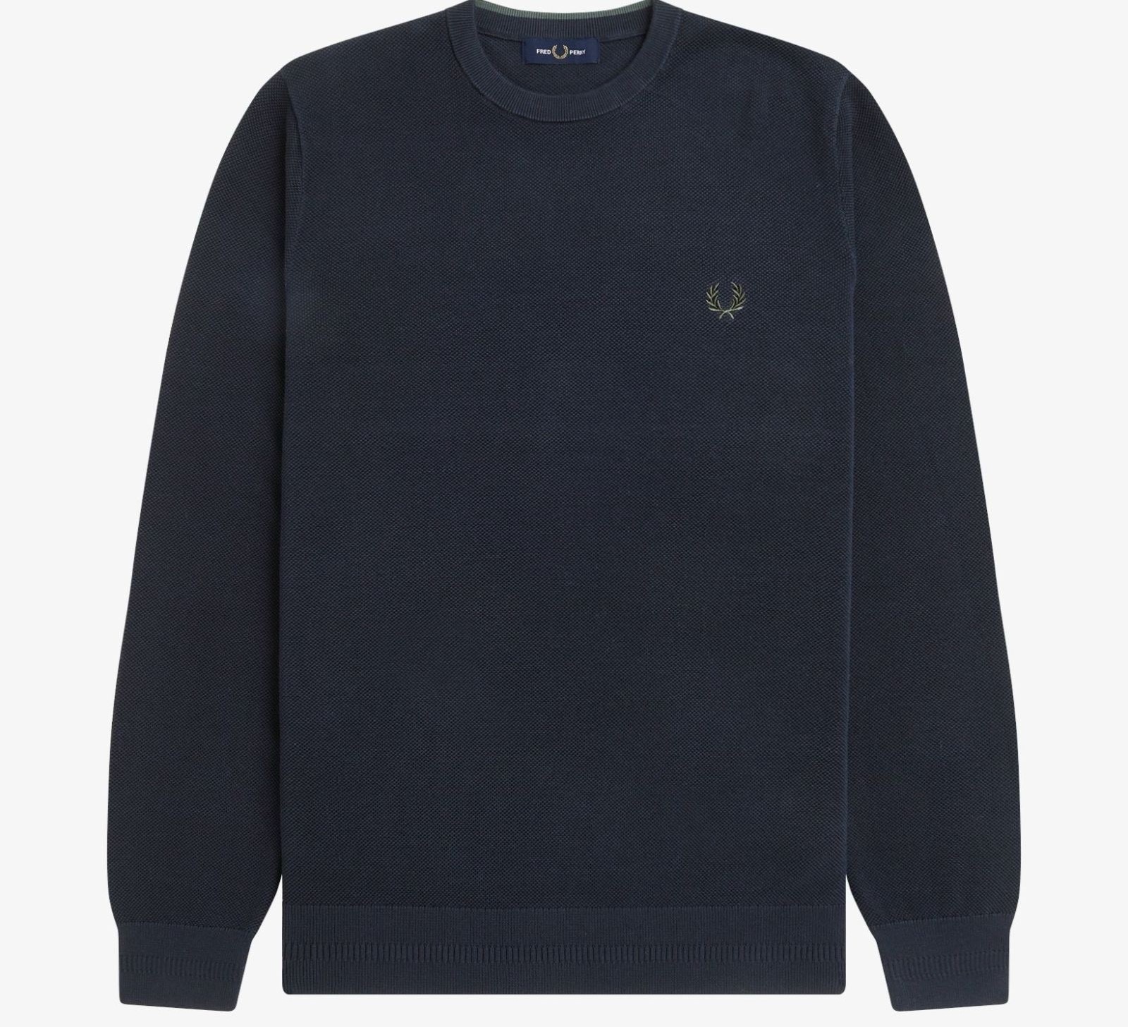 Fred Perry K1309 Waffle Pique Stitch Crewneck Jumper Navy Large