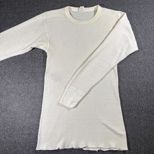 Vintage J.E. Morgan Long Johns Shirt Mens Lg White Thermal Waffle Knit USA Made