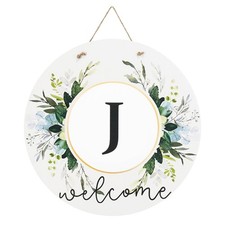 Letter J Front Door Wreath with Rope for Front Porch Decoration