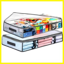 2 Pack Under Bed Storage Containers Bins, Humid-Proof Plastic Underbed Storag...