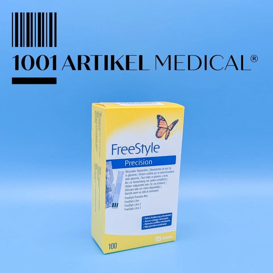 ABBOTT FREESTYLE Precision Blutzucker Teststreifen 100 Stück - PZN 06905357 MHD 12/25