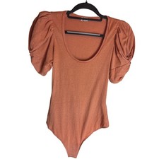 Intimately Free People Puff Sleeve Bodysuit Terracotta Cotton XS OB1105151