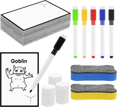 libfrn 60 PCS Reusable Dry Erase MTG Tokens Index Cards with 60 Erasable Plastic