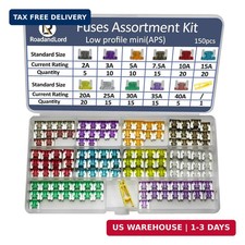 150Pcs Micro Blade Fuse Kit - Low Profile Mini Fuse Micro Blade Fuse Assortment,