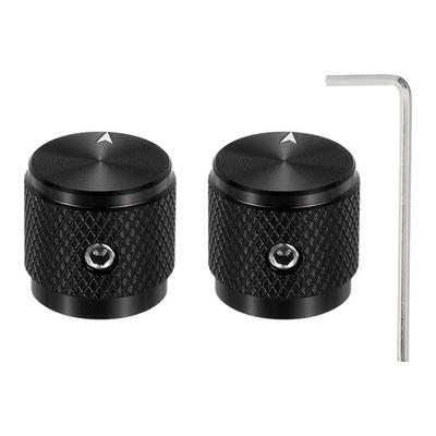 2 Pcs Aluminium Knobs, 1/4'' (6mm) with Arrow Indicator, 5/8'' Black