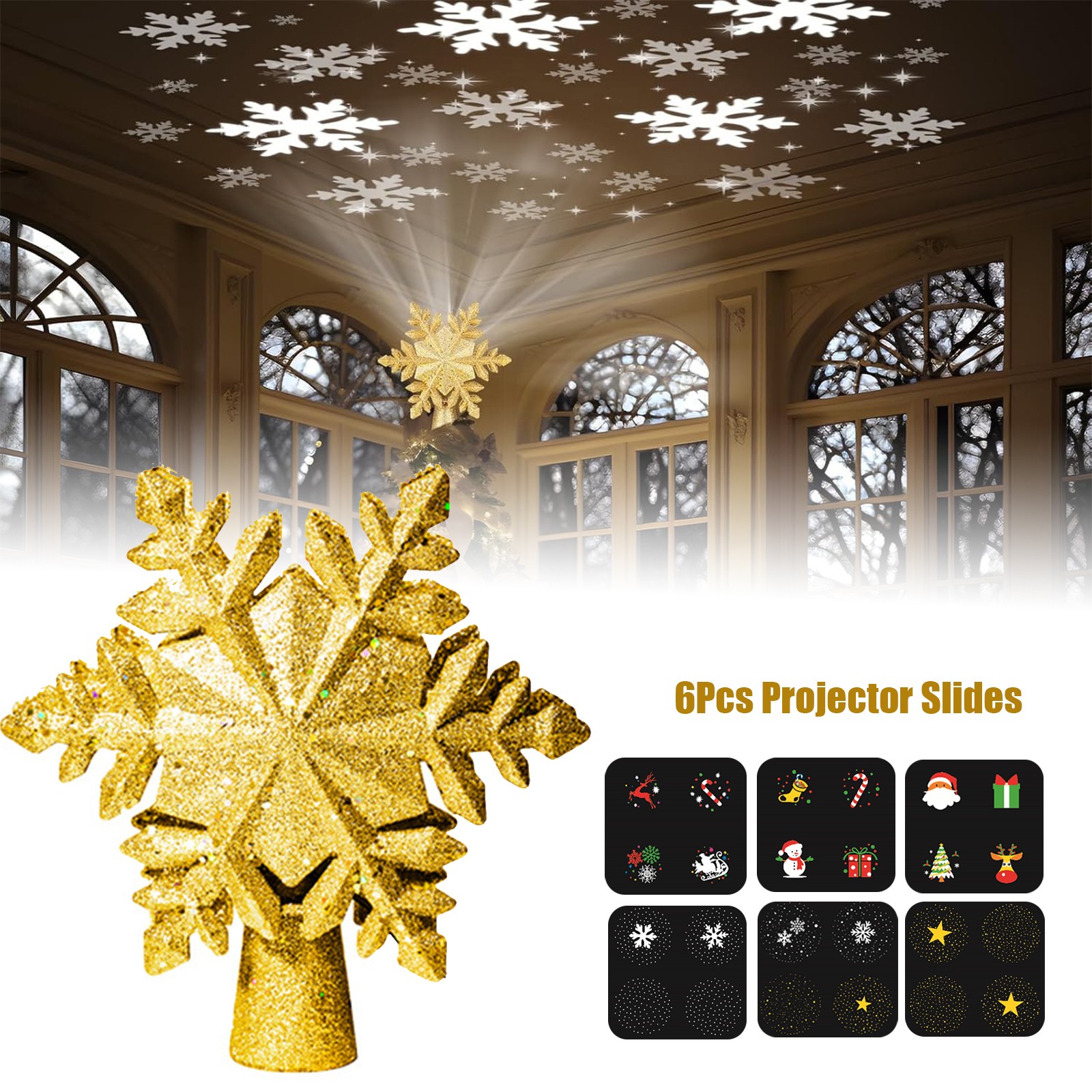 Christmas Tree Topper Projector Snowflake Christmas Tree 6 Projection Mode US