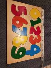 Wooden Vintage Colorful Number Puzzle Ten Piece