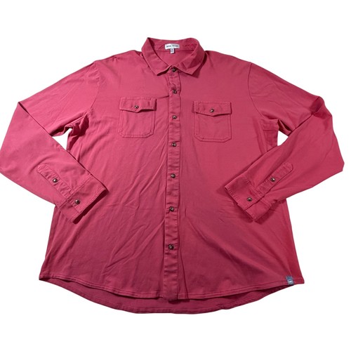 Peter Millar Crown Lava Wash Jersey Snap-Front Long Sleeve Shirt Men Sz XL