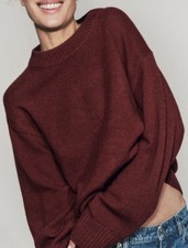 Reformation Cove Cashmere/Wool Oversized Crewneck Pullover Sweater-Chianti- M