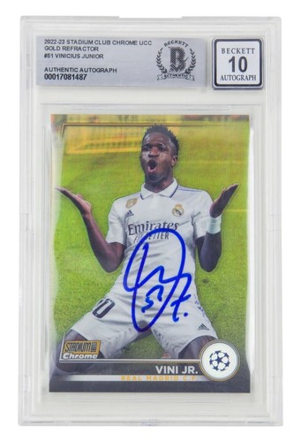 Vinicius Jr Signed 2022-23 Topps Stadium Club Chrome Gold /50 – BGS 10 Autograph