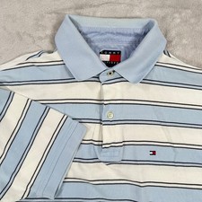 Y2K Tommy Hilfiger Men's Striped Polo Shirt Size Medium