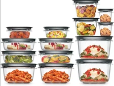 NEW - Rubbermaid 28-Piece Clear/Grey Food Storage Containers, Various Size