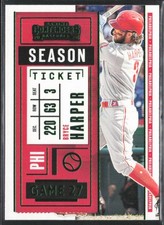 2020 Panini Contenders #25 Bryce Harper Season Ticket Green Phillies (U)
