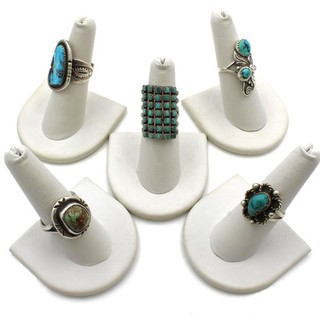 Southwest Sterling Turquoise Snake Eyes Sawtooth 5.5 9.25 Ring Lot of 5 #S6158 2