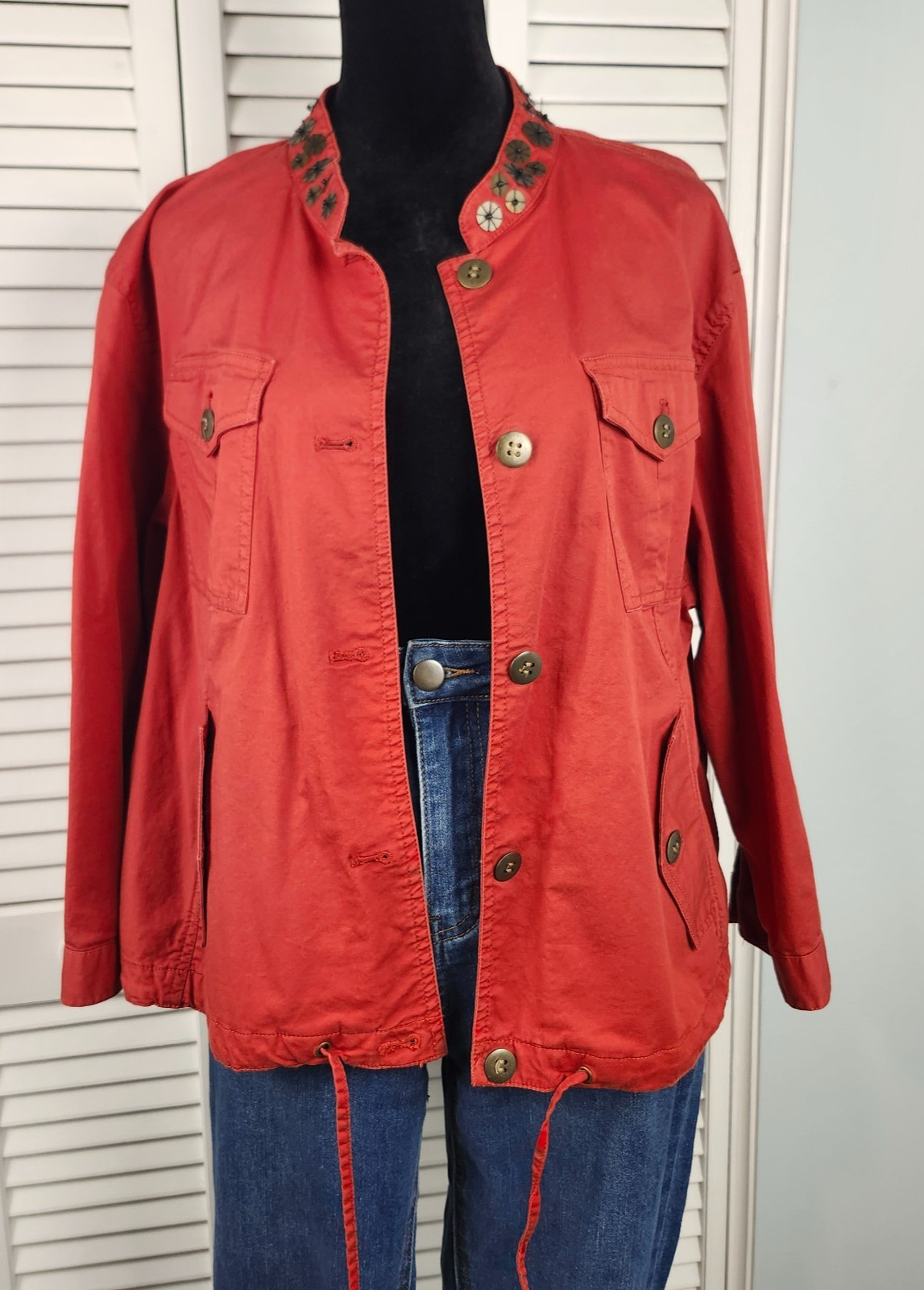 Ruby Rd Utility Jacket 16 Burnt Orange copper emb… - image 1