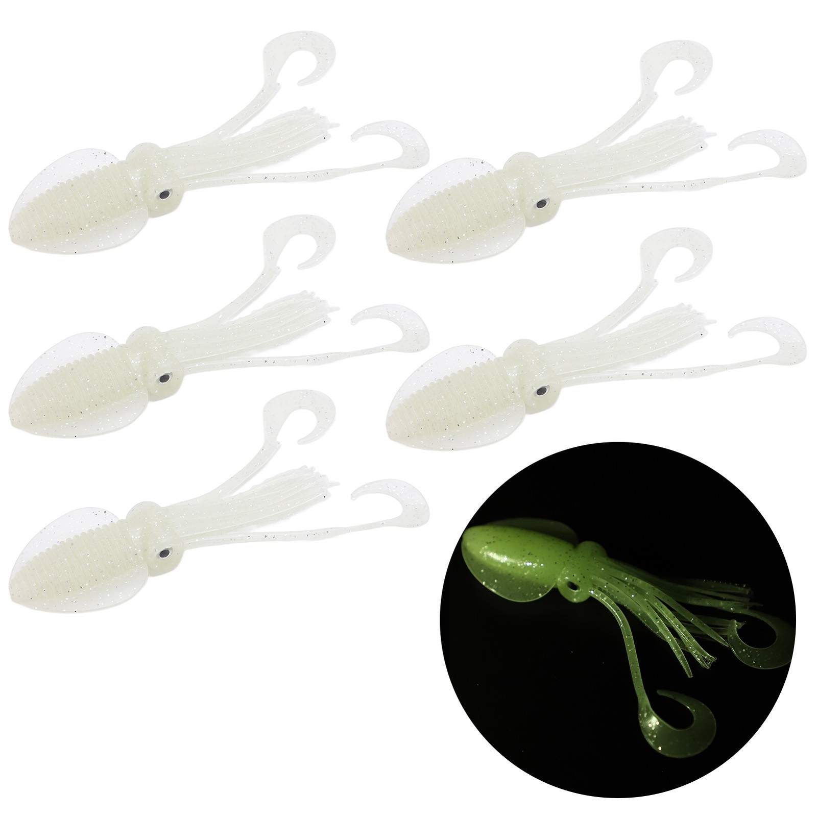 Approx. 12cm 5 Pcs Octopus Lure Soft Luminous Octopus Trolling Bait For Salt HG.