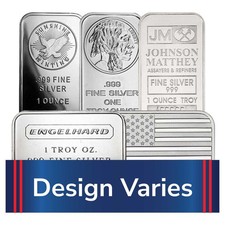 1-oz Silver Bar .999 Fine Secondary Market 98.44 per troy oz