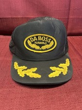 VTG Hawaii Black Yellow Mesh Back Adjustable Trucker Hat Embroidered Men