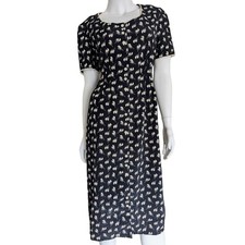 Vintage Cottagecore Shirtdress 8 Crochet Trim Floral Country Western 90s Midi