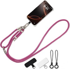 3-in-1 Adjustable Phone Lanyard Crossbody Cell Neck Strap Rose Red