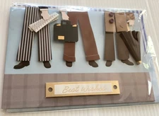 Hallmark CARD Businessmen NEWSPAPER Briefcase UMBRELLA Best Wishes BIRTHDAY 3-D