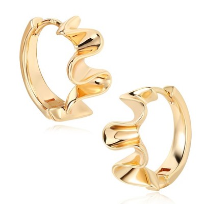 Women's Spike Earrings - Gold Huggie Hoops, 14K Gold Plated, Small Hoop Ear - 04