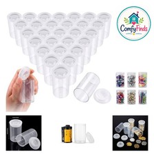 Plastic Film Canister 30 Pack 1.3 Inch Transparent Screw Top Storage Containers