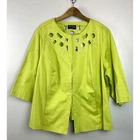 NWT Bob Mackie Wearable Art Spring Green Floral Cutout Jacket Plus 3X Pockets