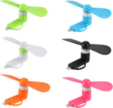 Mini Cell Phone Fan 2-In-1 Fan Compatible for Iphone, Ipad, Android